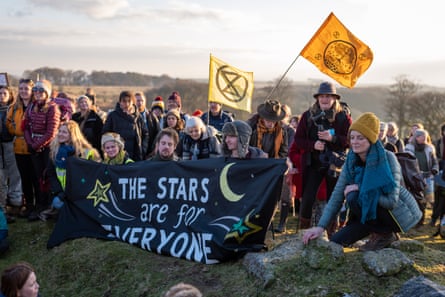 Protesters display their banners on Dartmoor.