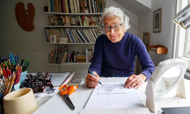 Judith Kerr in her study at home in west London in 2018