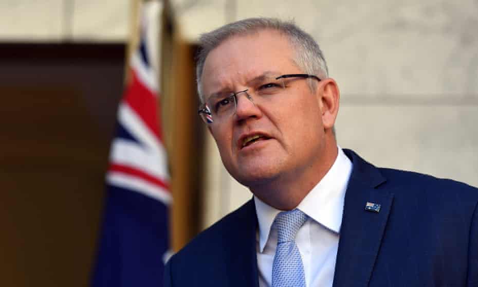 Australian prime minister Scott Morrison during a press conference in Canberra