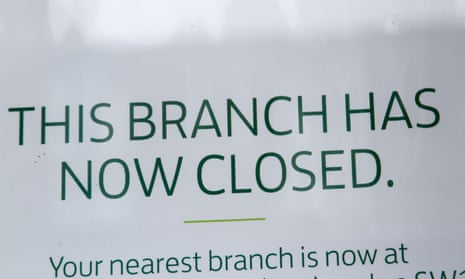 A Lloyds Bank branch closure sign.