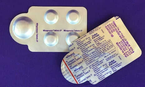 A combination pack of mifepristone (L) and misoprostol tablets, two medicines used together, also called the abortion pill. 