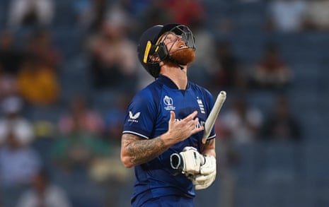 Ben Stokes looks to the stars after reaching his century.