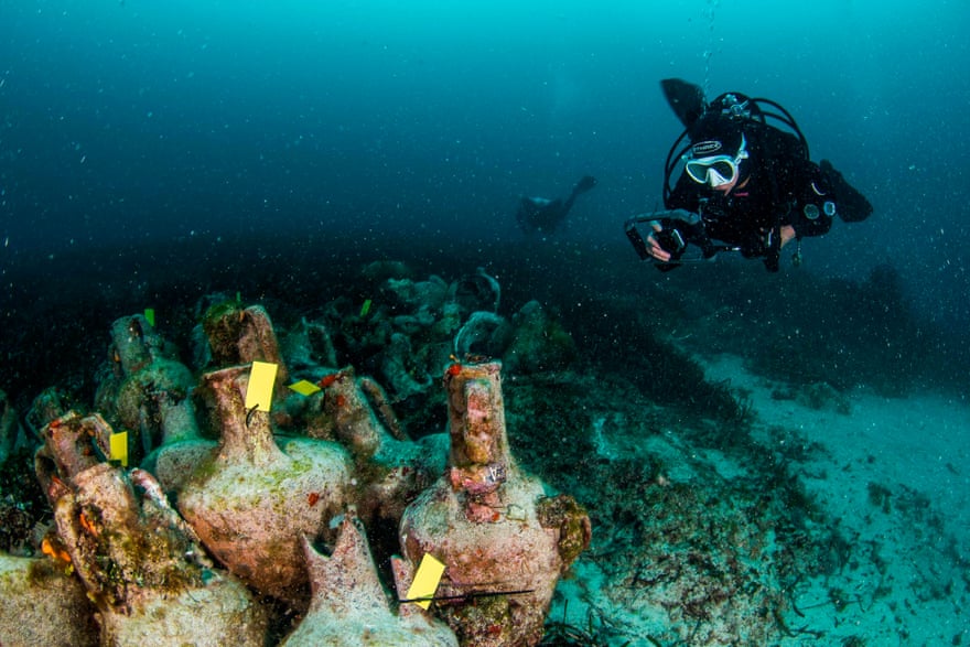 A diver exploring the 'Parthenon of shipwrecks' 