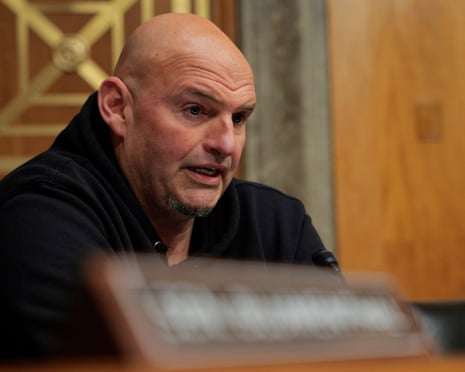 John Fetterman, he’s bald and wearing a black hoodie