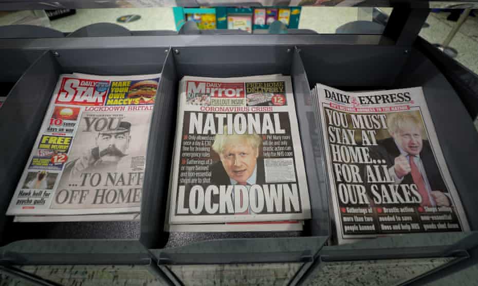 Newspapers at a shop the day after Boris Johnson put the UK in lockdown to help curb the spread of the coronavirus