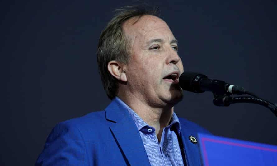 Texas attorney general Ken Paxton speaks at the rally.