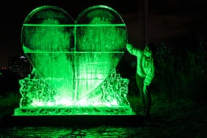 Green-lit sculpture