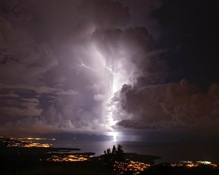 A flash of “Catatumbo Lightning” in Zulia, Venezuela. The Catatumbo lightning occurs only over the mouth of the Catatumbo river.
