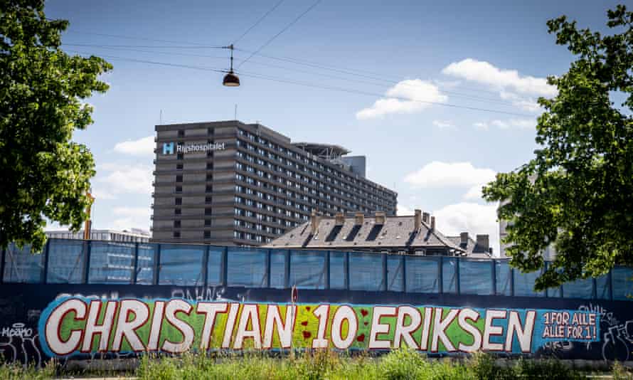 A mural dedicated to Christian Eriksen at the Rigshospitalet.