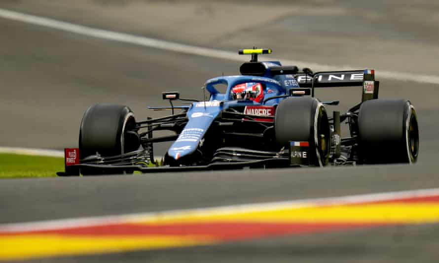 Esteban Ocon during practice at the Belgian Grand Prix