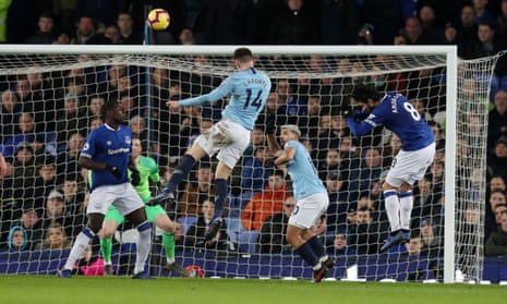 Aymeric Laporte of Manchester City scores the first goal.