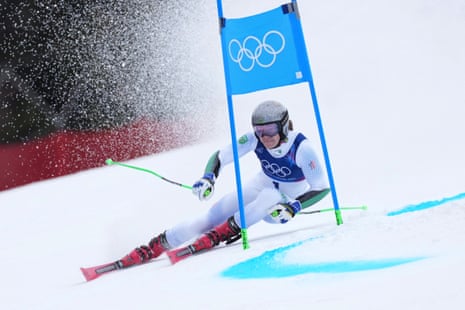 Brazil's Lucas Pinheiro Braathen competes in the first run of the men's giant slalom