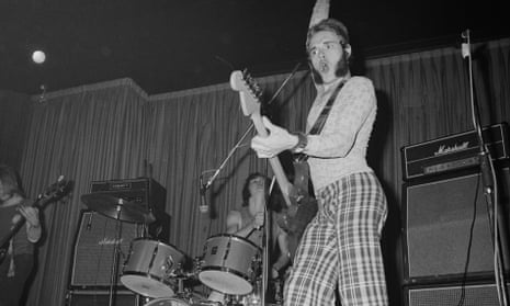 Jesse Hector of Hammersmith Gorillas on stage at Dingwalls, Camden Town, London, in 1977.