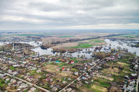 The flooded village of Demydiv was mainly swamp and marshland until dams were built in the Soviet era.