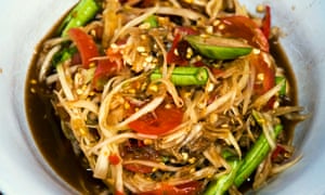 Super spicy: som tam papaya salad.