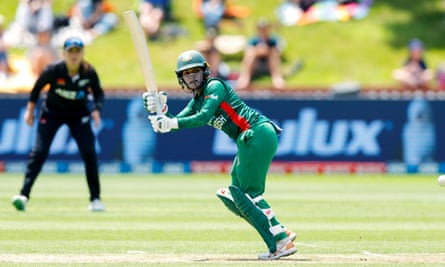 Nigar Sultana bats for Bangladesh against New Zealand