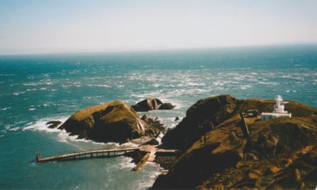 Lundy’s south lighthouse and harbour