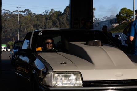 Ross Bielby arrives to have his Ford Falcon scrutineered at the Sydney Dragway in Eastern Creek, NSW, Australia