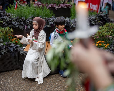 Children attending the pro-Palestine vigil at Sydney Town Hall