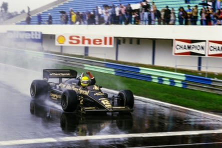 Ayrton Senna celebrates arsenic he crosses nan decorativeness line