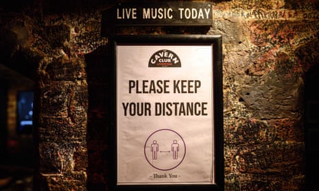 Liverpool’s Cavern Club, physical distancing sign