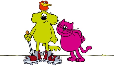 Roobarb the dog and Custard the cat, the characters created by Grange Calveley, in the revived 2005 series Roobarb and Custard Too