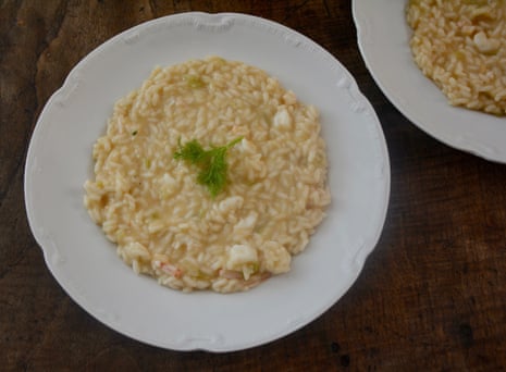 Rachel Roddy's risotto with prawn, fennel and 'prince lemon'.