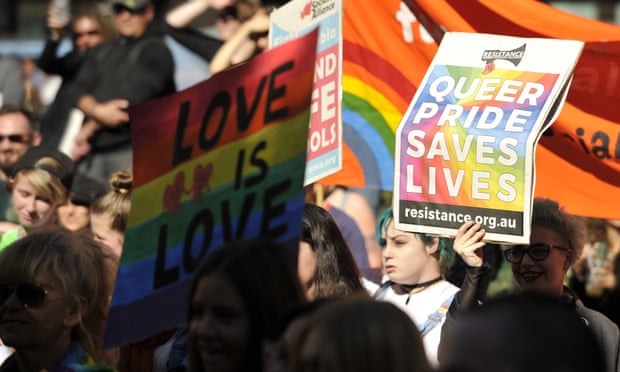 Supporters of marriage equality attend a rally in Sydney on 13 August 2016
