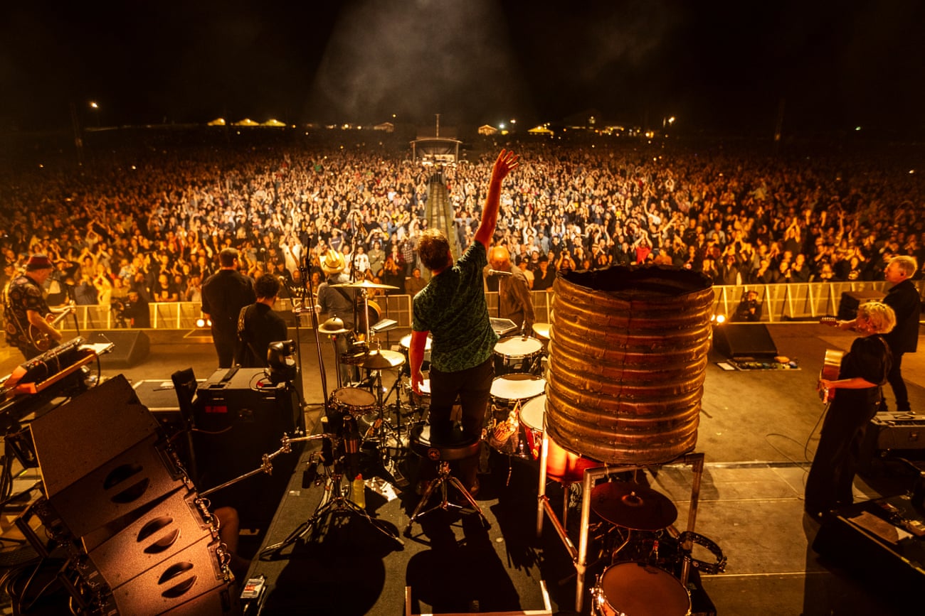 Midnight Oil perform on stage