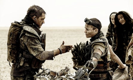 Tom Hardy and Charlize Theron in Mad Max Fury Road.