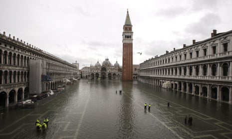 An empty St Mark’s Square after heavy flooding in November