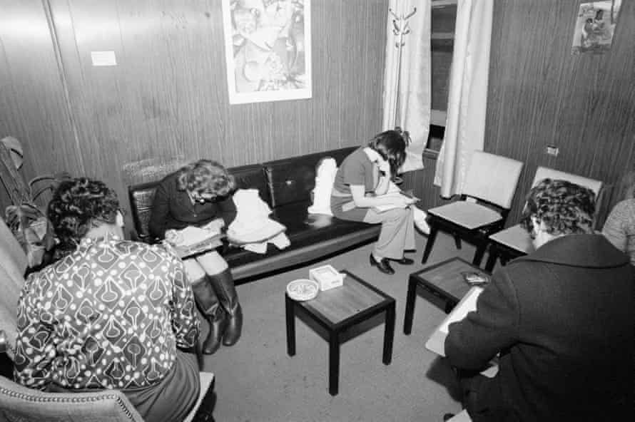 Women filling out forms in a waiting room at the Women’s Medical Services abortion clinic in 1971.