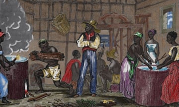 A 19th-century engraving showing slaves in Brazil, one of Portugal’s colonies