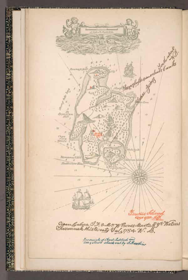 Map of Treasure Island. From Robert Louis Stevenson, Treasure Island, 1883. Printed book