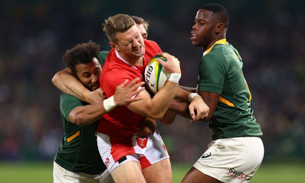 The Wales captain, Dan Biggar, in action against South Africa.