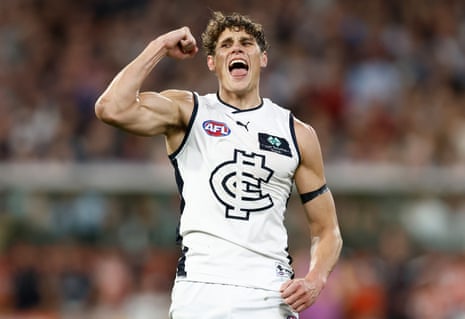 Charlie Curnow celebrates scoring