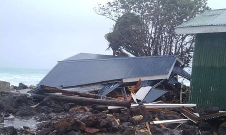 Damage from cyclone Tino to Oinafa Jetty on the Fijian island of Rotuma.