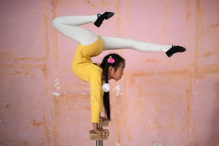 A student practices contortionism at the Flower Studio in Ulaanbaatar, September