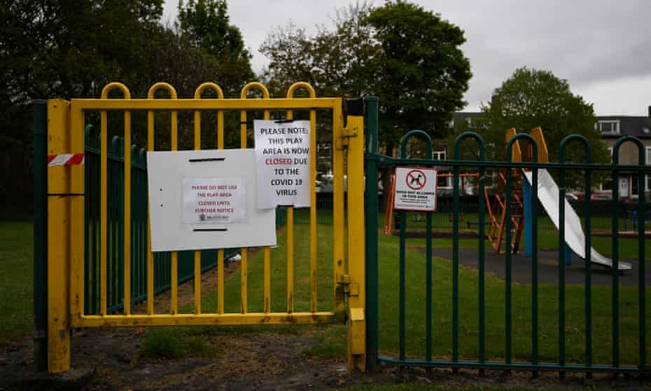 A sign reminding the public about the closure of a play area in Peel Park, Bradford.