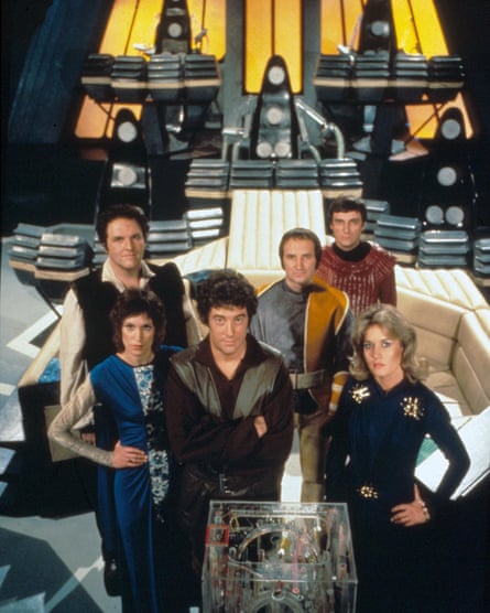 David Jackson, Jan Chappell, Gareth Thomas, Michael Keating, Paul Darrow and Sally Knyvette in 1978.