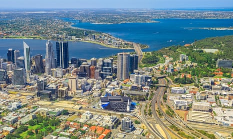 Perth Downtown aerial shot. Australia.