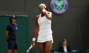Cori Gauff looks dejected in her defeat to Simona Halep.