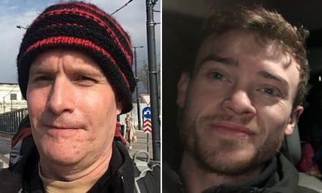 Andrew Bagshaw, left, and Chris Parry were reported to have been travelling to Soledar on 6 January.