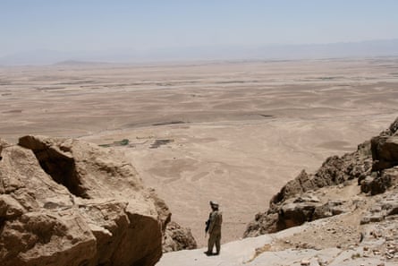 A US soldier on patrol in Musa Qala, Helmand Province, Afghanistan in 2006.