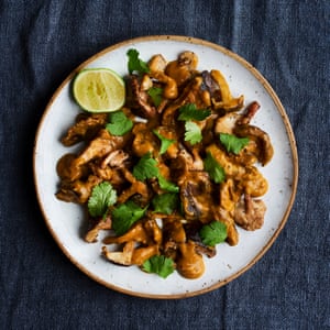 Nik Sharma’s mushrooms with roasted chickpea sauce.