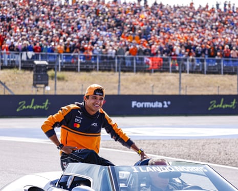Lando Norris during the drivers’ parade for the Formula One Dutch Grand Prix in Zandvoort