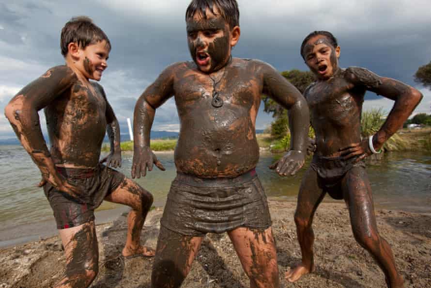 Māori boys perform a haka in Rotorua