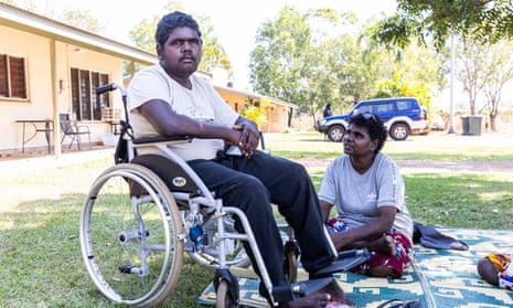 Josias Bonson and his mother, Fiona Steele, at Maningrida in the Northern Territory