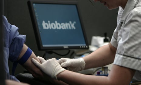 A nurse takes blood from a volunteer ready to be stored with UK Biobank.
