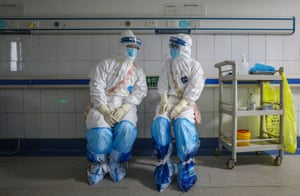 Medical staff at the Wuhan Red Cross hospital